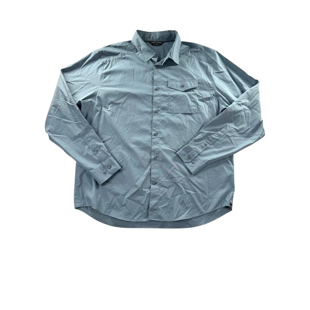 Under Armour Button Up Mens XL Blue Fishing Shirt Long Sleeve Loose Fit Outdoor